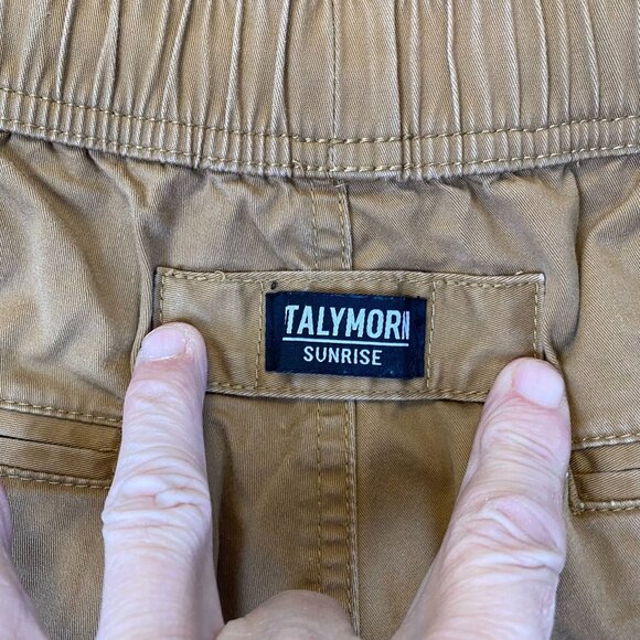 ItalyMorn Sunrise Mens Jogger Pants Small Khaki Cargo Tan Drawstring Tapered - Picture 11 of 15